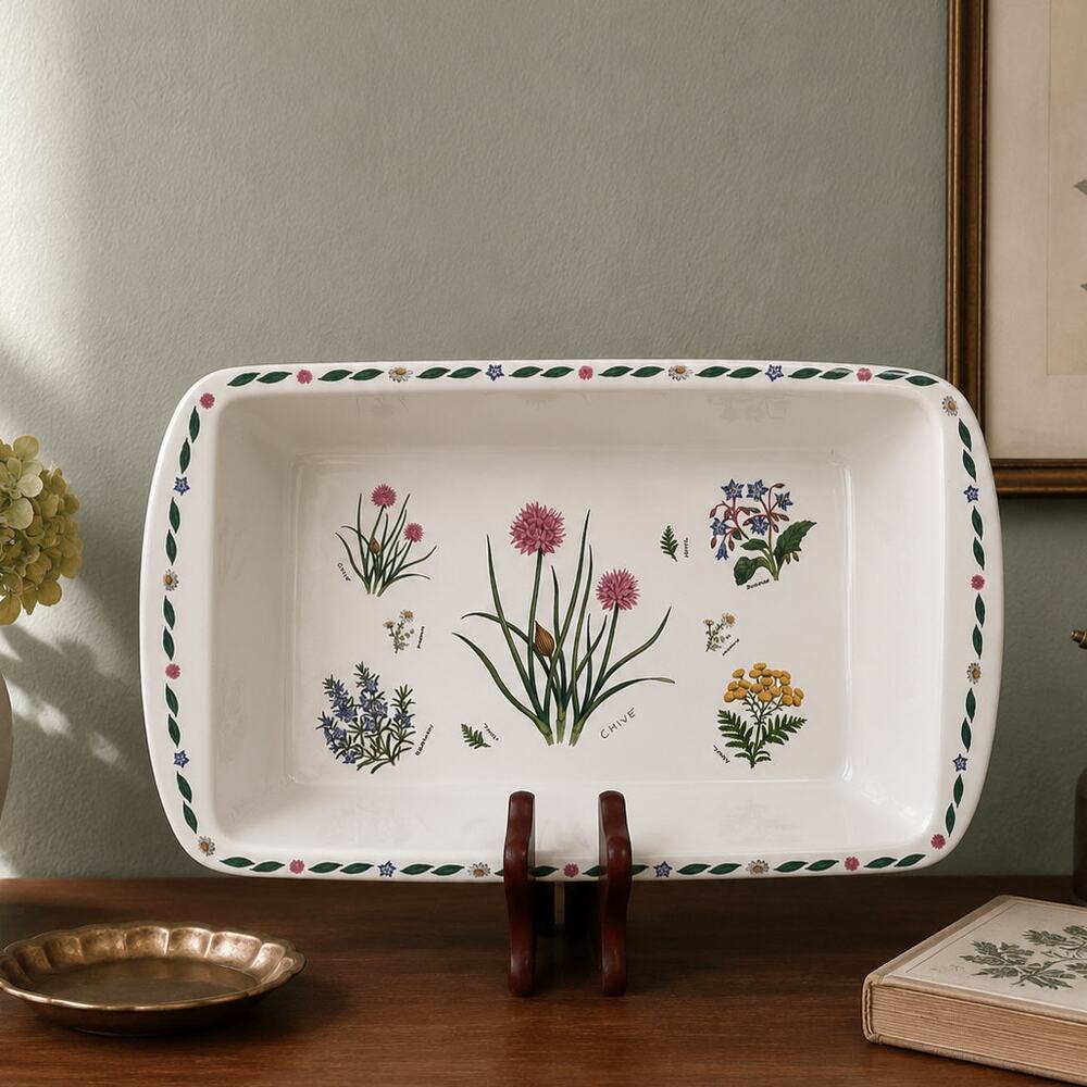 Vintage Kent Pottery 1887 Herb Garden Collection Baking Dish | Botanical